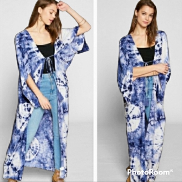 Boho Tie Dye Kimono Cover Up - Picture 4 of 4
